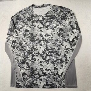 Huk Shirt Mens Large Gray Camo Long Sleeve Performance Fishing Lightweight